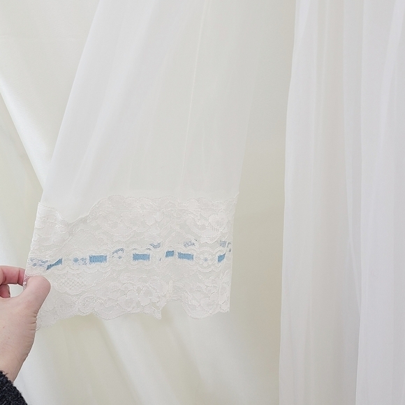 Vintage 60s Peignoir nightgown set ivory blue - Picture 11 of 16